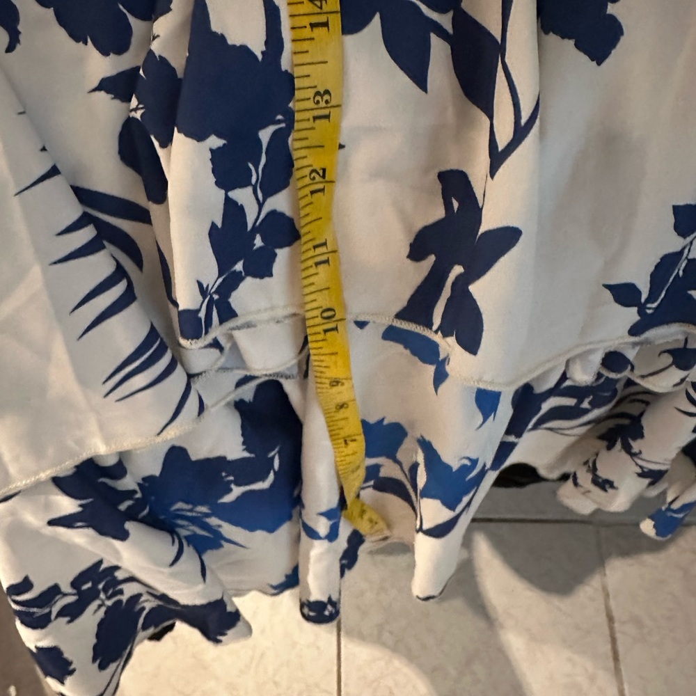 the blue halter cut out ruffle maxi Dress Size XL wedding multi blue wht floral - Picture 13 of 15